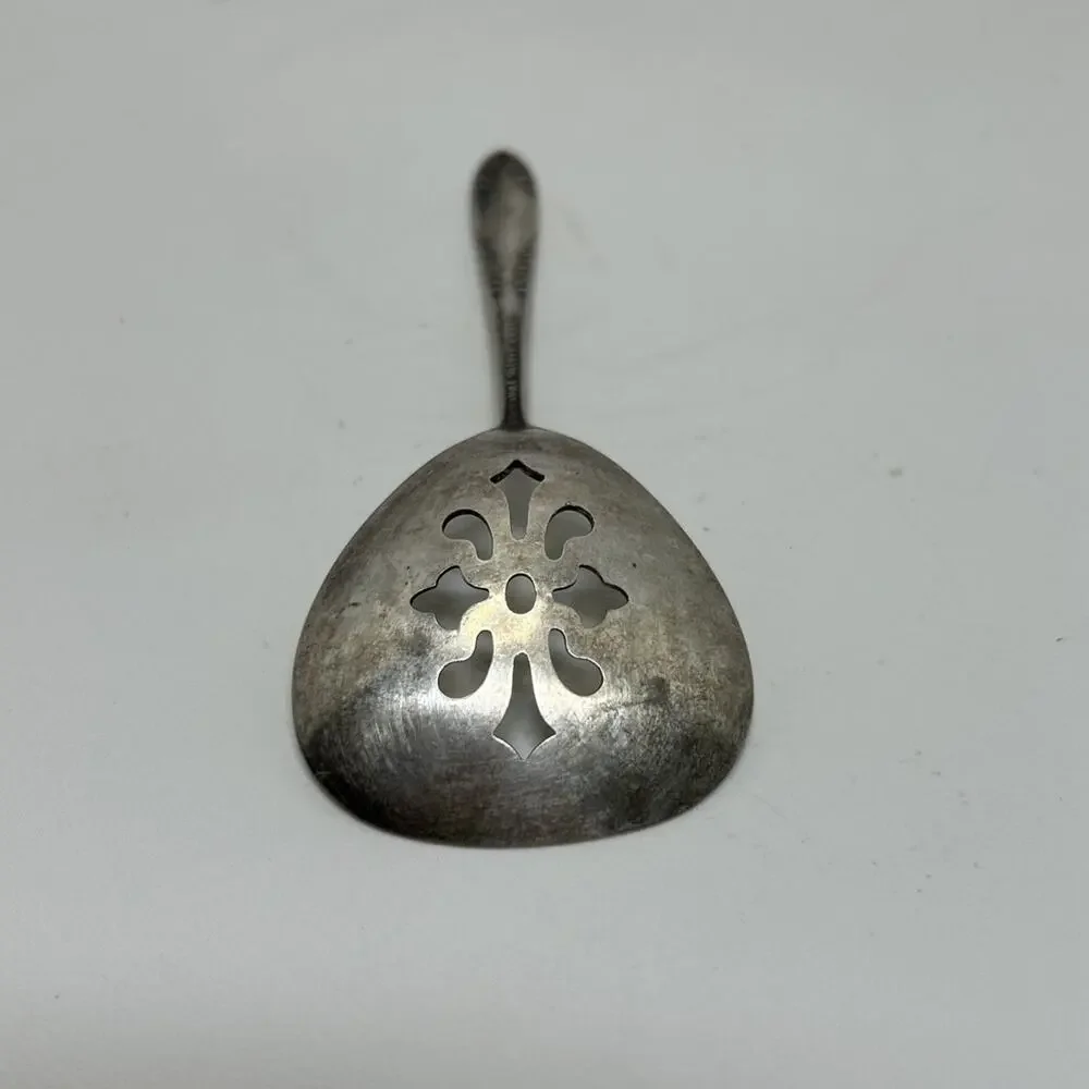 National Silver Silverplate Bonbon, Nut, Olive Pierced Spoon King Edward Pattern